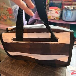 Thirty-One Black and White Striped Travel Bag